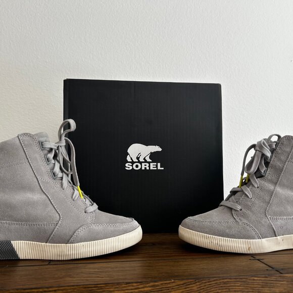 SOREL Out N About Wedge Womens Waterproof Suede Shoes, Gray Size 8 - Picture 2 of 5